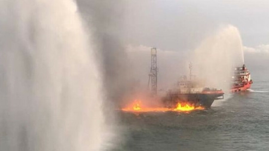 Tugs tackle fatal fire on oil exploration ship