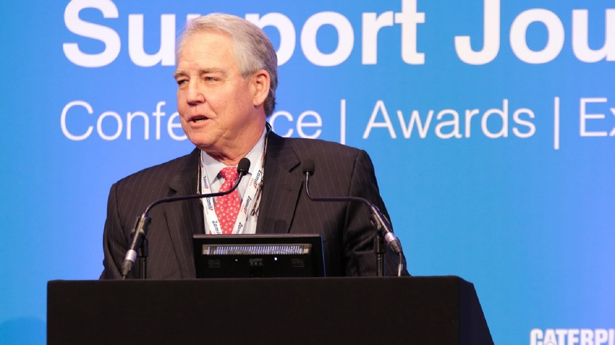 Tidewater CEO John T Rynd speaking at the Annual Offshore Support Journal Conference in London 2019