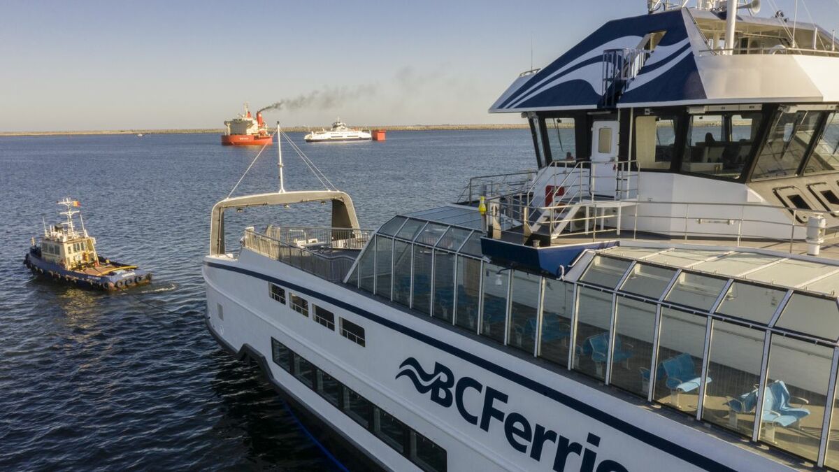 The hybrid-electric Island-class ferries will be converted to full electric once shore power is available 