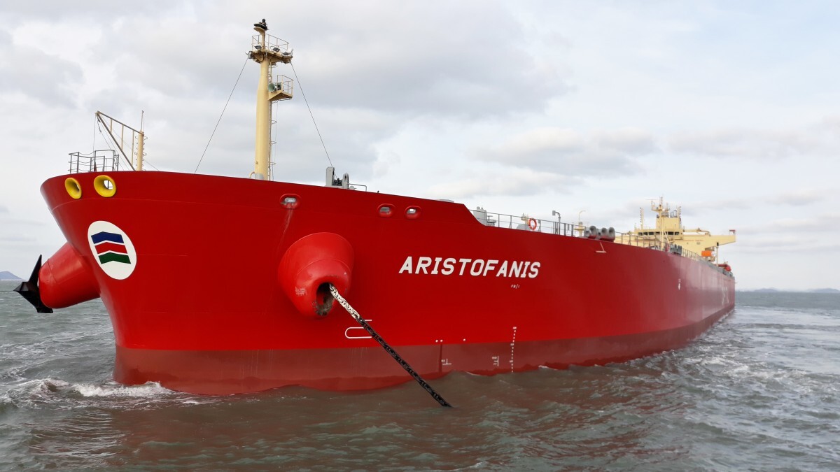 Aframax tanker Aristofanis reported the stricken vessel to the Greek Coast Guard (source: Capital Ship Management) 