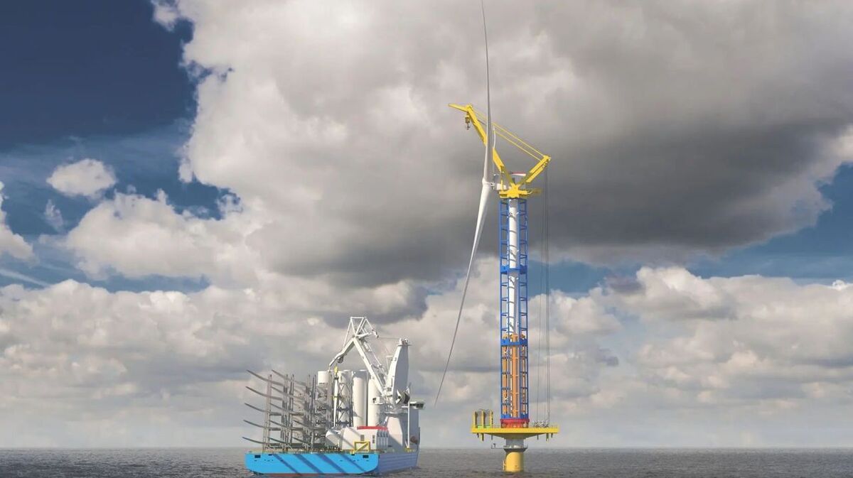 Having been transported offshore, WindSpider attaches itself to a tower and moves up and down it (source: WindSpider)