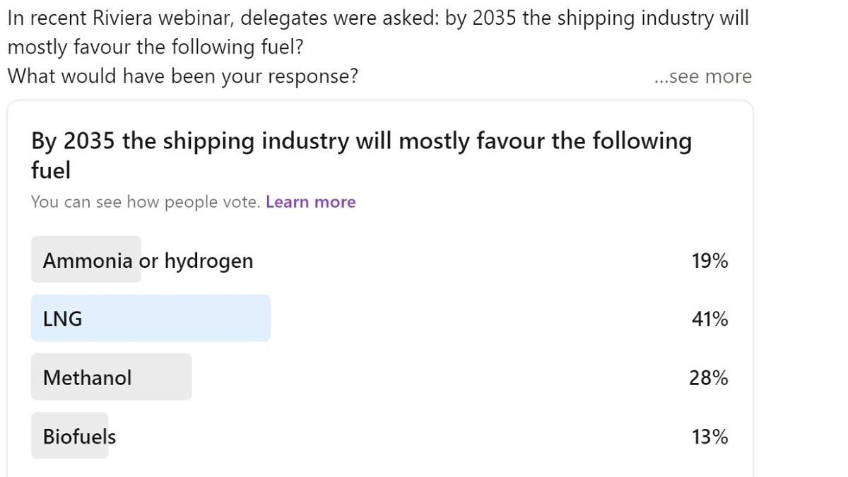 A poll reveals LNG is the current future fuel favoured for 2035 (source: LinkedIn)