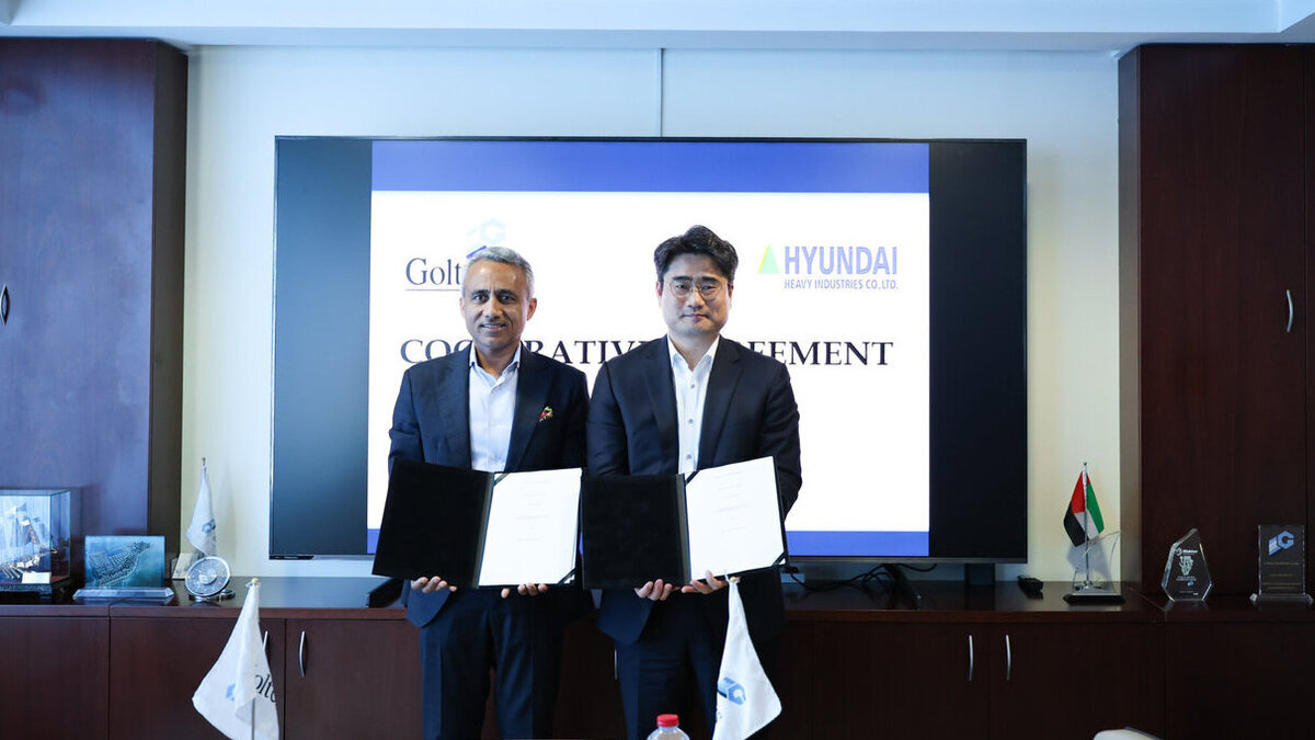 Goltens Worldwide CEO, Sandeep Seth (L) and HD Hyundai Global Service Tech. Co., Ltd. CEO Youngho Lim (R) formalise expansion of the Cooperative Services Agreement (Source: Goltens)&nbsp;