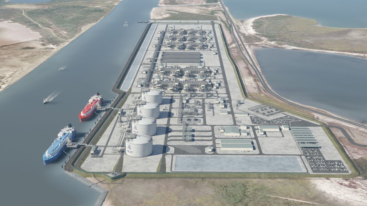 NextDecade Corporation Rio Grande LNG aerial rendering (source Bechtel Energy)