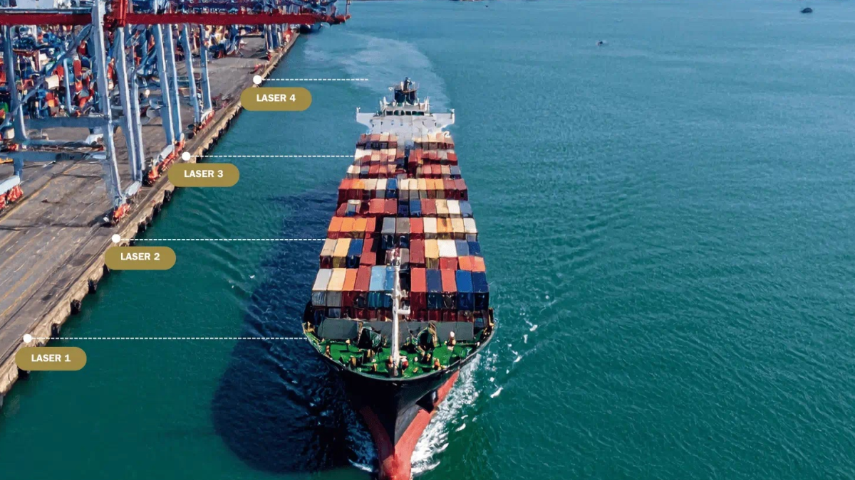 Trelleborg lasers on quayside support container ship docking Australia