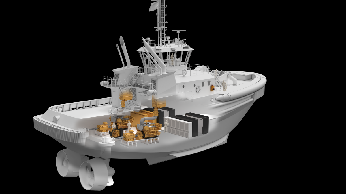 Design of an ASD tug with integrated hybrid propulsion Caterpillar